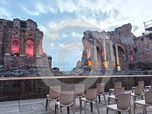 Taormina, Sicily, Italy. Antique greek roman theater