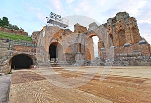 Taormina, Sicily, Italy. Antique greek roman theater