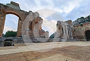 Taormina, Sicily, Italy. Antique greek roman theater