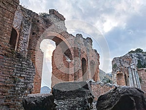 Taormina, Sicily, Italy. Antique greek roman theater