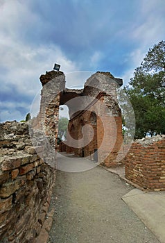 Taormina, Sicily, Italy. Antique greek roman theater