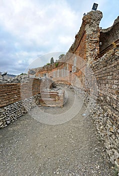 Taormina, Sicily, Italy. Antique greek roman theater