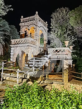 Taormina, Sicily, Italy. City park in the evening