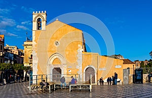 Saint Augustine Church chiesa Sant'Agostino public library Biblioteca Comunale in Taormina old town in Sicily in Italy