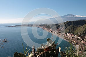 taormina sicily italy mount mt etna volcano giardini naxos next to ocean water 175 p