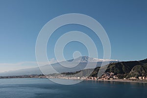 taormina sicily italy mount mt etna volcano giardini naxos next to ocean water 172 p