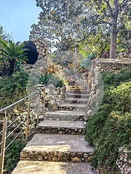 Taormina, Sicily, Italy. Stairway to Isola Bella