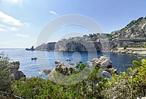 Taormina, Sicily, Italy. View of Taormina bay