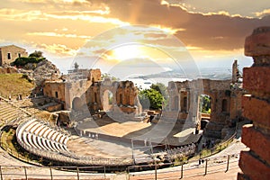 Taormina theater, Sicily, Italy photo