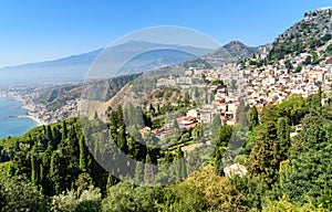 Taormina and the volcano, sicily, italy