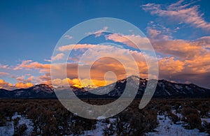 Taos New Mexico Snow covered Sangre De Cristo Range photo