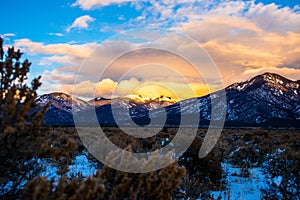 Taos New Mexico Snow covered Sangre Winter Desert photo