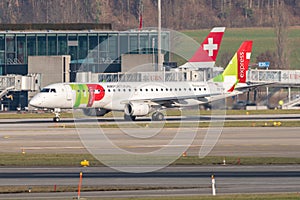 TAP Air Portugal Embraer E-190LR jet in Zurich in Switzerland