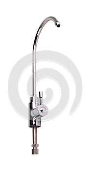 Tap for clean water. Isolated white background. Application for osmosis purification system, water supply from