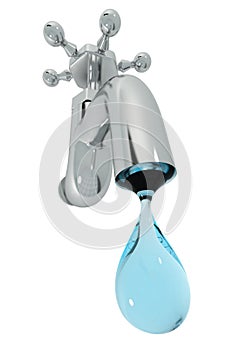 Tap with drop of water isolated