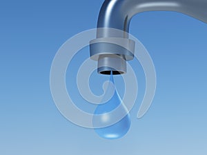 The tap with a falling drop