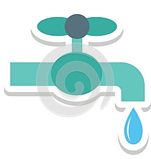 Tap, Faucet, Plumbing Color Isolated Vector Icon