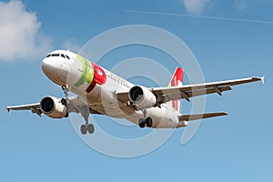 TAP Portugal Airbus A319 airplane at London Heathrow