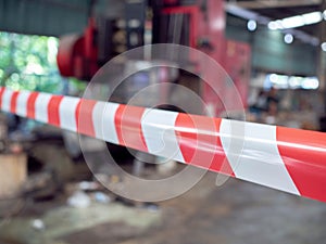 Tap red white color warning barrier danger safety caution line sign stop construction security protection accident