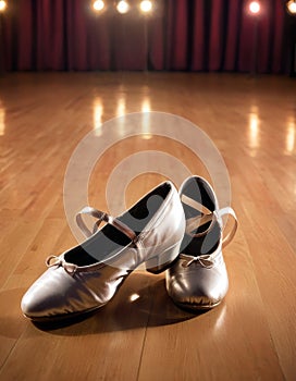 Tap Shoes on Wooden Stage