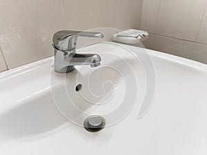 Tap sink close-up bathroom