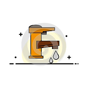 Tap water, Hand, Tap, Water, Faucet, Drop  Business Flat Line Filled Icon Vector Banner Template