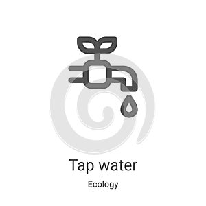 tap water icon vector from ecology collection. Thin line tap water outline icon vector illustration. Linear symbol for use on web