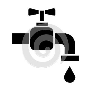 Tap water icon, vector illustration, black sign on isolated background