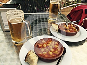 Tapas, chickpeas ans chorizo photo