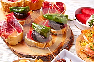 Tapas mix and pinchos food from Spain recipes also pintxos