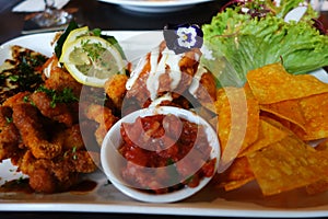 Tapas platter with variety of finger foods