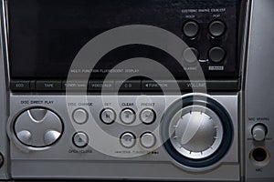 Tape and CD player control panel in recording room