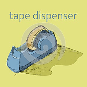 tape dispenser pencil sketck photo