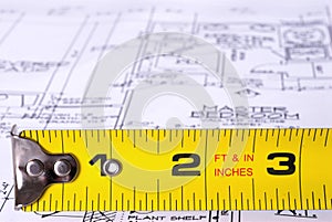 Tape Measure on Blueprints