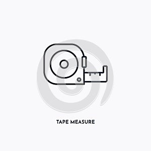 Tape measure outline icon. Simple linear element illustration. Isolated line tape measure icon on white background. Thin stroke