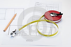 Tape measure and pencil