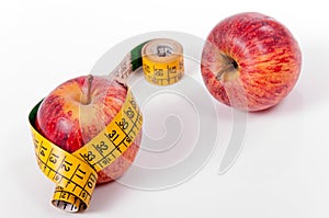 Tape measure and red apple