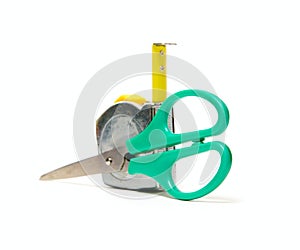 Tape-measure and scissors