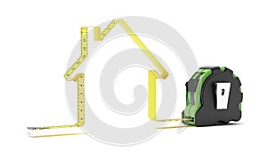 Tape measure in the shape of a house