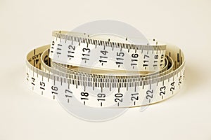 Tape measure showing centimetre measurements. photo