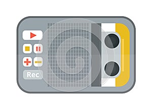 Tape recorder or dictaphone flat icon isolated on white background vector illustration.