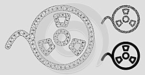 Tape Roll Vector Mesh Network Model and Triangle Mosaic Icon