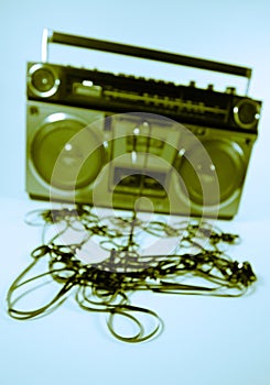 Tape spewing boombox