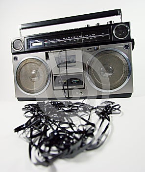 Tape spewing boombox