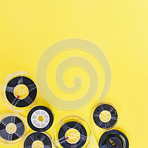 tapes film reel yellow. High quality photo