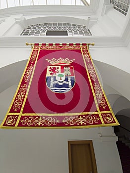 Tapestry embroidered with the coat of arms of Extremadura photo