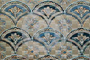 Tapestry textile pattern with floral ornament