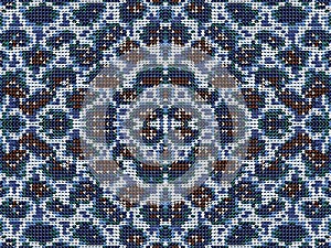 Tapestry textured seamless pattern. Vector ornamental knitted background. Repeat embroidery backdrop. Hounds tooth ornaments.