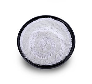 Tapioca flour isolated on white background photo