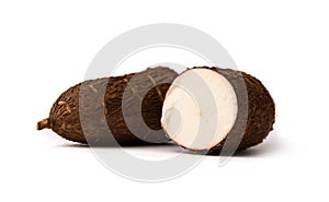 Tapioca root on white background isolated